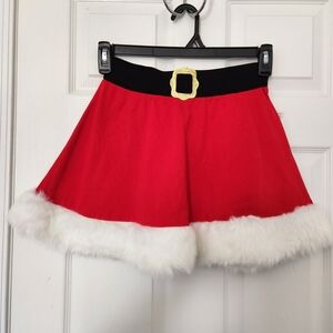 Festive Red Mini Skirt with Faux Fur Trim